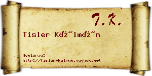 Tisler Kálmán névjegykártya